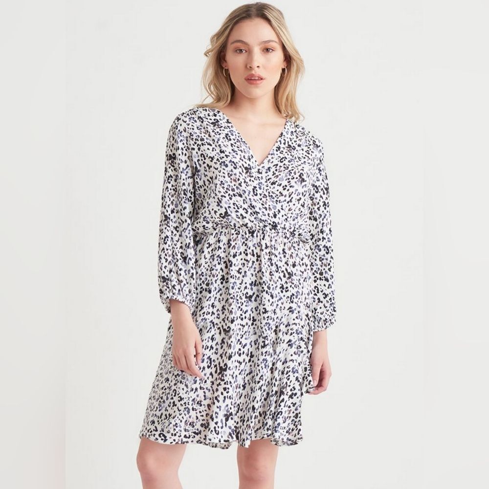 NWT $80 Dex Faux Wrap Animal Print Mini Dress X Large